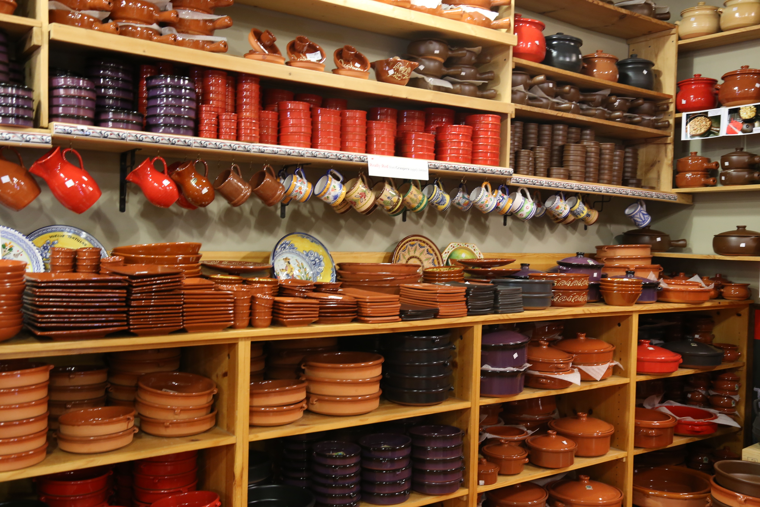 Stacks and stacks of amazing pottery at The Spanish Table.