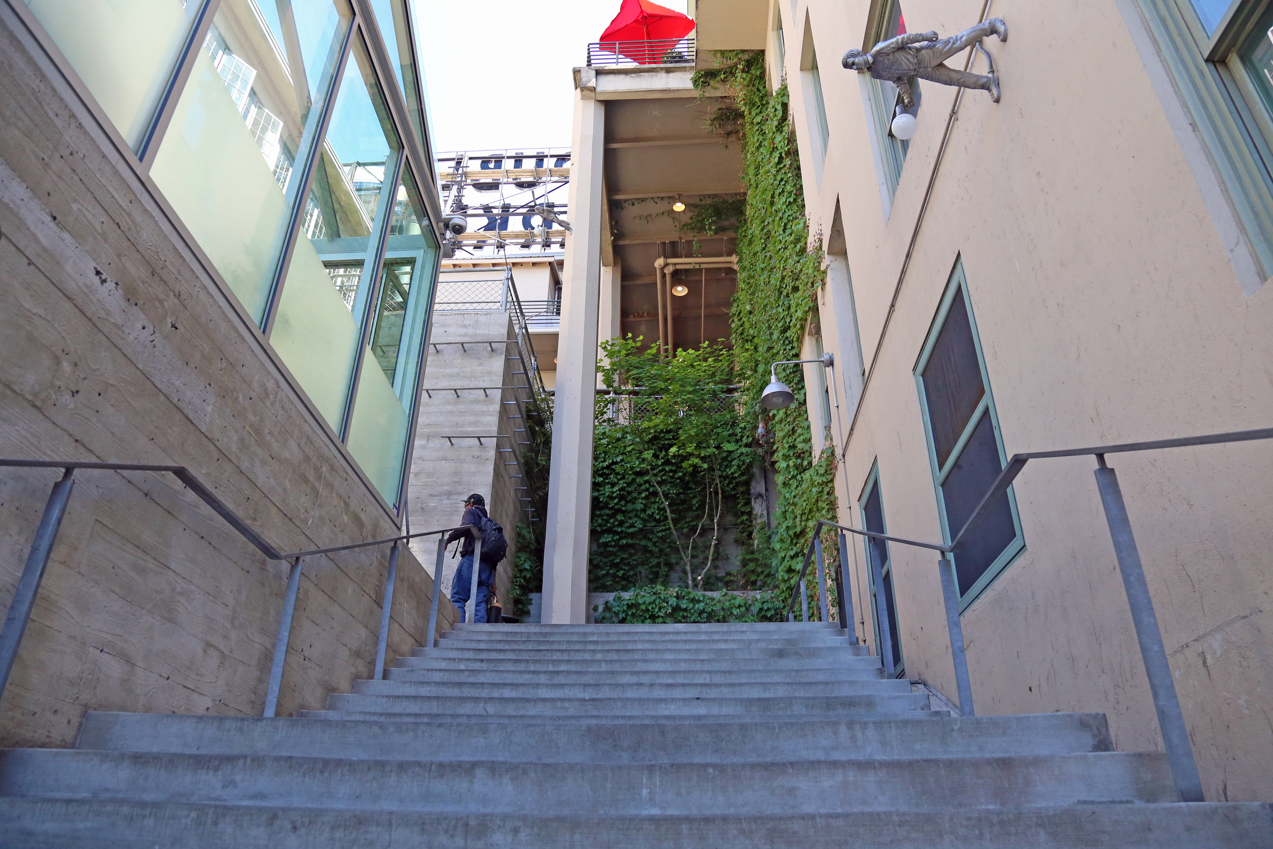 The very long staircase to the top of the market.